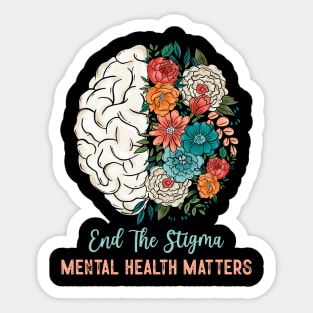 End The Stigma Mental Health Matters Flower Brain Sticker